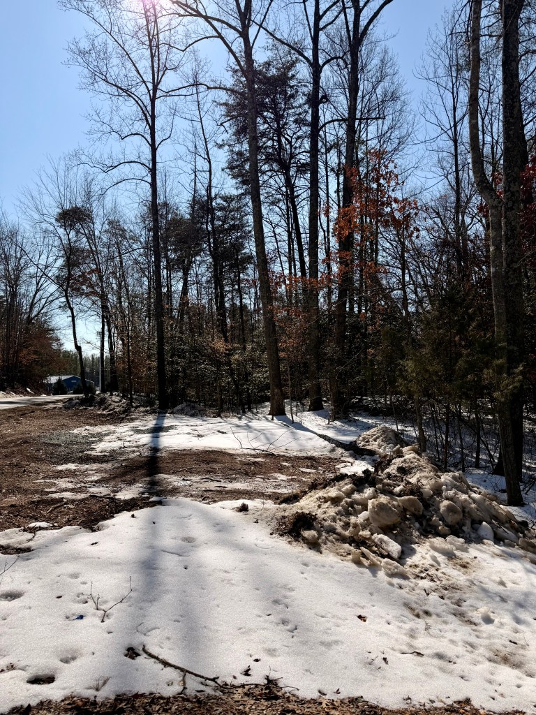 The location where the farmstand will be delivered. The ground is still covered with snow.