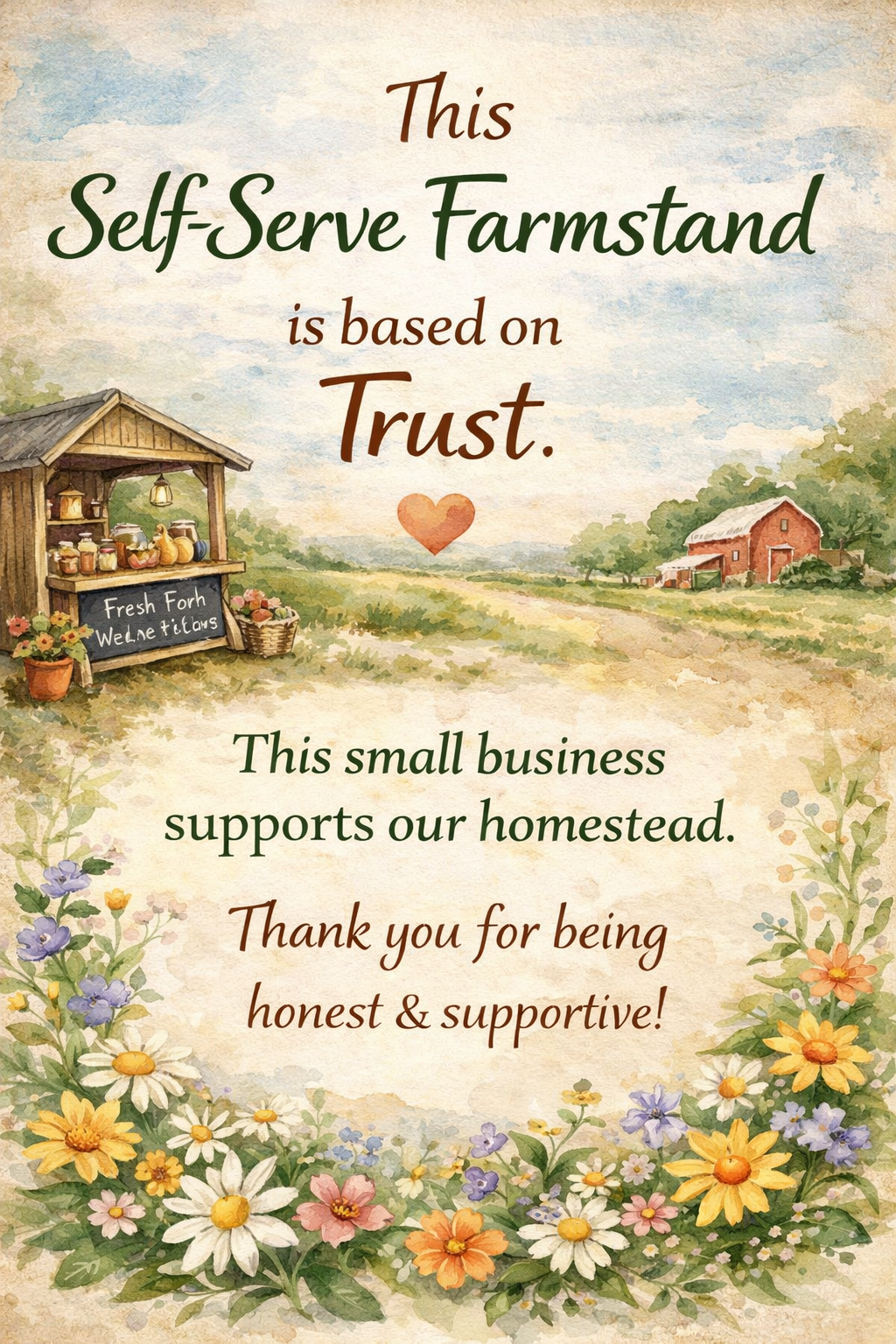 Self Serve Farmstand Poster: For Anyone that Needs It!